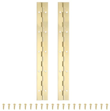 PATIKIL 10x1.2 Inch Piano Hinge,2 Pcs 304 Stainless Steel Continuous Hinge with Holes for Piano Gate Door Wooden Storage Box Cabinet Boat,Gold | 2 Pieces, 10 x 1.2 Inch, Piano Hinge, Storage Box for Boats