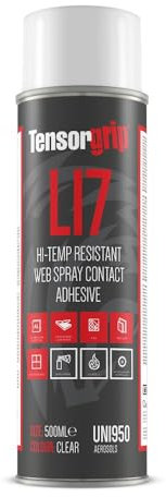 L17 High Temperature Web Contact Spray Adhesive 500ml – Class 1 Fire Rated Aerosol Glue for Foam, Fabric, Wood, Laminates, HPL, GRP, Automotive & Joinery Applications