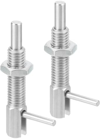 QUARKZMAN 2 Stück ausfahrbarer Indexierungs-Spannstift Edelstahl | M10 l Feder-Spannstift, mit Federbelasteter Riegel Teleskop-Verriegelungsstift mit Mutter, für Maschinenbau Schiffbau