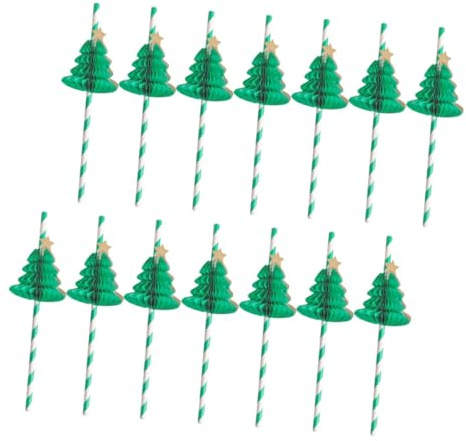 FRCOLOR 50pezzi Cannucce Di Carta Natalizie Motivo Nido a Forma Di Albero Di Natale Cannucce Di Carta Usa e Getta Per Bere Adatte Feste Di Natale Picnic e Uso Quotidiano