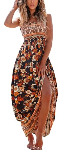 CUPSHE - Abito estivo da donna, con motivo floreale, senza maniche, abito maxi, con volant, lungo, con spalline, per il tempo libero, XL