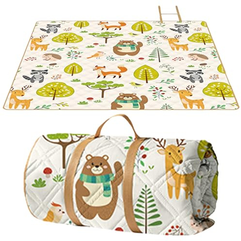 Picknickdecke Wasserdicht, Boho Picknickdecke Outdoor Tragbare Waschbar Stranddecke, Extra große 6.5MM Verdickt Campingdecke mit Tragegriff, Picnic Blanket für Outdoor Wandern Park Beach (300*200,C)