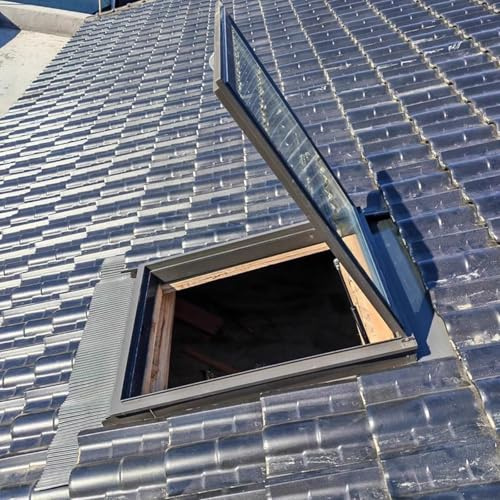 Toit Fenêtre de toit Fenêtres de toit 60/70/80cm avec verre trempé, Grand toit personnalisable pour toit incliné et plat, Heavy Duty Egress Skylight pour le grenier/sous-sol(65x70cm/25.6x27.6inch)