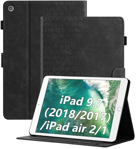Cicili Coque pour iPad 6ème/5ème Génération Version 9.7 Pouces 2018/2017, Étui pour iPad Air 1/2, avec Fine Folio Protecteur Tablette Housse de Protection en Cuir PU avec Support, Noir