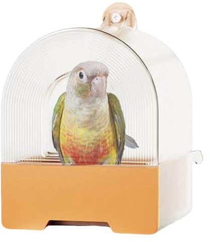 Cage de bain pour oiseaux - Anti-fuite - 17,5 x 17 x 24 cm - Design peu profond et sûr - Base stable anti-déversement - Boîte transparente pour animal domestique, jardin, maison