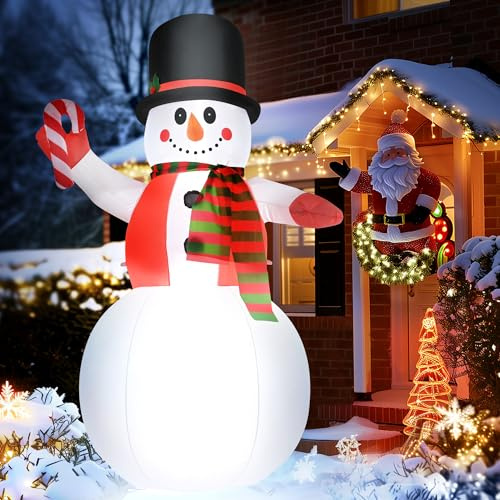 Solpex Weihnachten aufblasbare Schneemann Dekorationen mit LED-Leuchten, 8 FT/ 240 cm große Weihnachten im Freien aufblasen Dekoration, mit elektrischen Gebläse, für Garten Party, Hof