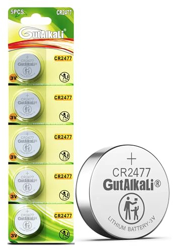 CR2477 Lithium Knopfzelle Batterie 3V, 1000mAh Hohe Kapazität - für Autoschlüssel, Schlüsselanhänger, Thermometer, Waagen, Uhren (5 Stück)