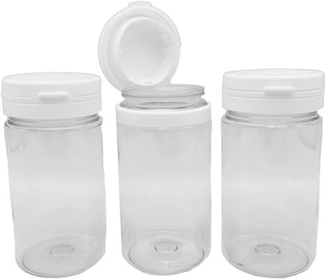 10 x Clear 100ml Flip Top Paint Pots Refillable for Paint/Ink/Dye/Glue/Acrylic - Small Empty Art/Craft Plastic Storage Containers with Hinged Lids
