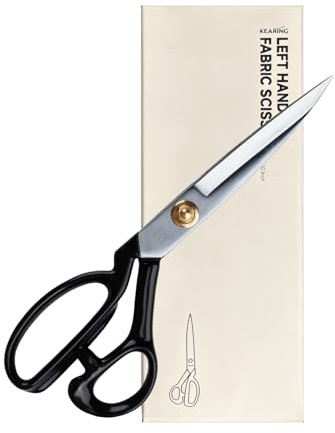KEARING 10 Inch Heavy Duty Fabric Scissors, Professional Tailor Shears for Precision Cutting of Leather, Denim, and Multi-Layer Fabrics for Sewing, Quilting, Dressmaking - 0.6 lb - Left-Handed