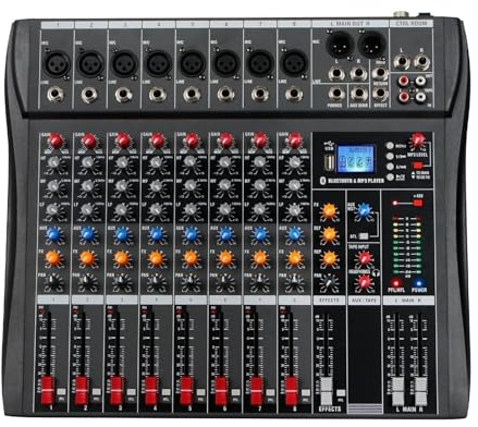 Mezclador de audio, Controlador DJ Mezclador Mesa de mezclas sonido Tarjeta profesional PC Consolas digitales Interfaz Consola Equipo 8 canales Para karaoke en estudio
