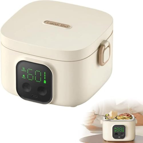 Lonchera eléctrica portátil con batería recargable USB-C, calentador de alimentos autocalentable para el trabajo, oficina, viajes y uso al aire libre