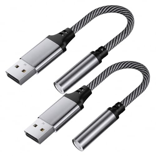 Hyleon 2Pcs USB to 3.5mm Jack Audio Adapter | USB to Aux Adapter External Sound Card, Headphone Jack Adapter, for PC, Laptop, PS4, PS5, Plug and Play