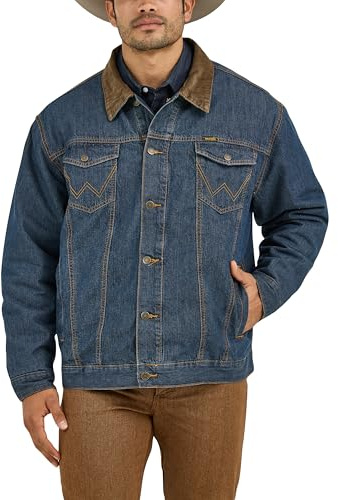 Wrangler Men's Cowboy Cut Western Lined Denim Jacket, Denim/Blanket, Medium