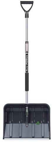 Prosperplast Schneeschieber Telescopic, Schwarz – robuste Kunststoff-Schneeschaufel mit Aluminiumkante, teleskopierbarer Griff, leicht & stabil | 49 x 37,5 x 122-160 cm – ideal für Schnee & EIS