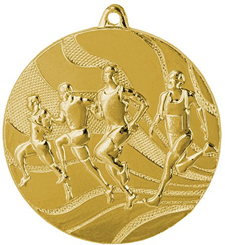 pokalspezialist 10 Stück Medaille Gold Laufen/Leichtathletik aus Stahl, 50 mm x 3 mm MMC2350