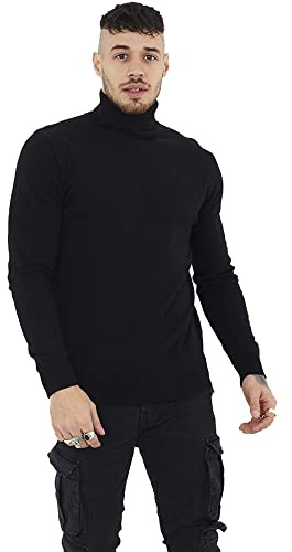 BRAVE SOUL Men Roll Neck Jumper Funnel Turtle Cotton Base Layer Golf Casual Top