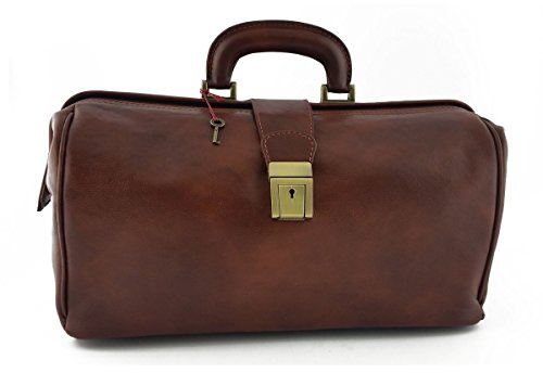 Dream Leather Bags Made in Italy toskanische echte Ledertaschen Leder Arzttasche, Schnallenverschluss Mit Schlüssel Farbe Braun - Italienische Lederwaren - Aktentasche