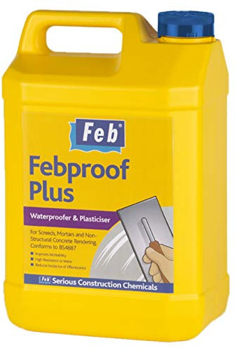 Feb Febproof Plus Waterproofer and Plasticiser, Amber, 5 Litre