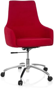 hjh OFFICE 670923 Design Drehsessel Shake 100 Stoff Rot Büro Drehstuhl höhenverstellbar mit Rollen, inkl. Kissen