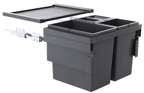 Hailo Abfallsammler Auszug 3608631 | für 60cm Unterschrank | Cargo Synchro 3fach 54 Liter | Dunkelgrau