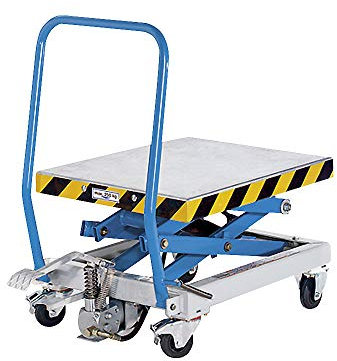 eurokraft | Doppelscheren-Hubtischwagen | Tragfähigkeit 250 kg | Hubbereich 400-1155 mm | Vollgummireifen