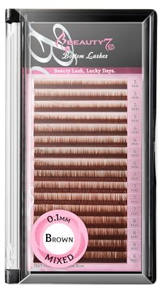 Extension Sopracciglia Individuali 0.1mm Lunghezza Mista 5mm 6mm 7mm 8mm Marrone Opaco Beauty7