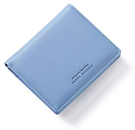 AnnabelZ Damen-Geldbörse, klein, zweifach gefaltet, Leder, kleine Geldbörse, blau, Small