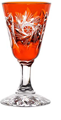 Likörglas Likörkelch Schnapsglas Wodka geschliffen Orange Kristallglas 25 ml