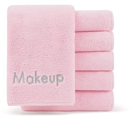 Arkwright Makeup Remover Cloths 6 Pack - Microfiber Coral Fleece Face Towels, Ultra Soft Reusable Washcloths, Gentle Facial Cleansing for Waterproof Makeup, 13 x 13, Pink