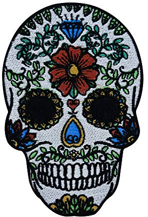 Finally Home Weißer Totenkopf mit Diamant auf der Stirn Patch zum Aufbügeln | Patches, Bügelflicken, Flicken, Aufnäher