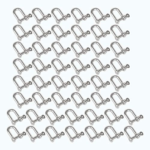 CNBTR 50 x Edelstahl D Schäkel Bogen Schäkel M4 Silber Anker Schäkel für Ketten