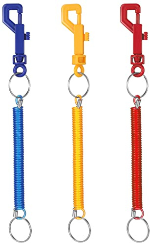 Otuuz 3 Pack Porte-Clés à Ressort Rétractable Porte-Clés en Spirale avec Clip en Plastique Porte-Clés Anti-Perte Extensible pour Clés Portefeuille