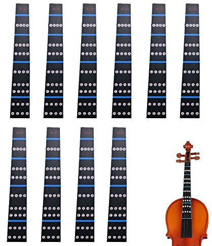 BDHI 10 Stück 4/4 Violine Griffbrett Aufkleber Violine Finger Guide Violine Noten Aufkleber Fingertabelle für Anfänger üben(H40-10)