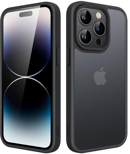 JETech Matte Case for iPhone 14 Pro Max 6.7-Inch, Shockproof Military Grade Drop Protection, Frosted Translucent Back Phone Cover, Anti-Fingerprint (Black)