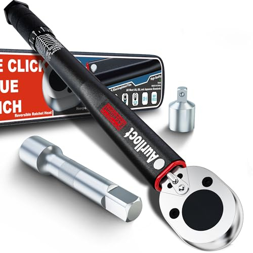 Aurlloct Llave Dinamométrica 3/8, 10-140Nm Kit con Extensión y Adaptador para Coche Moto