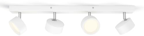 Philips Bracia 4-er LED Spots (22 W), vierflammige Wandspots mit warmweißem Licht, energiesparende Raumbeleuchtung mit langer Nutzlebensdauer, weiß