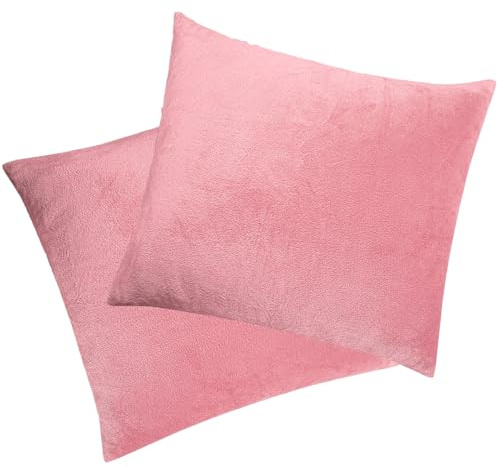 Soifox 2er-Set Kissenbezug 40x40 cm - Samt Zierkissenbezüge Superweich Flauschig Kuschelig Kissenbezüge Dekorative Deko Kissen Sofakissen Lendenkissen Wurfkissenbezug Schlafzimmer Kissenhülle Rosa