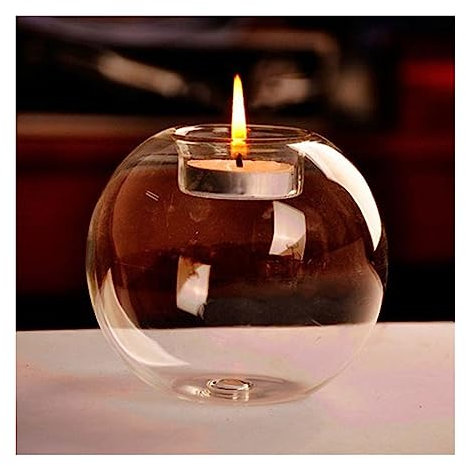 HEXEH Kerzenhalterhalter Exquisiter runder hohler Kerzenhalter aus Glas, Weihnachten, Hochzeit, Bankett, Bar, Party, Wachshalter, Heimdekoration, Ornamente Kandelaber (Color : 8 cm)