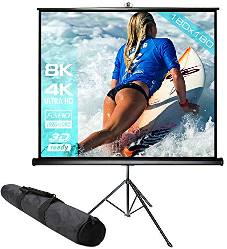 SlenderLine Mobile Stativleinwand 180 x 180 cm inkl. Transporttasche - Beamer Leinwand inkl. Ständer - Formate 1:1/4:3/16:9