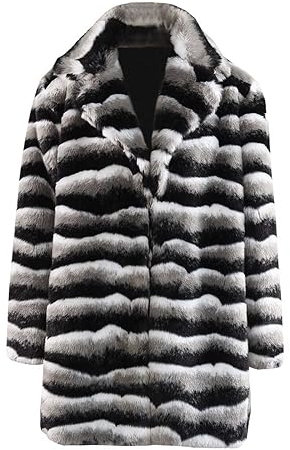 Damen Leopard Kunstpelze Mantel Dicke Warme Pelzmantel Große Größen Winterjacke Winter Felljacke Kunstfell Jacke Langarm Plüschjacke Kuscheljacke Faux Fur Pelzjacke Fellmantel Lose Wintermantel