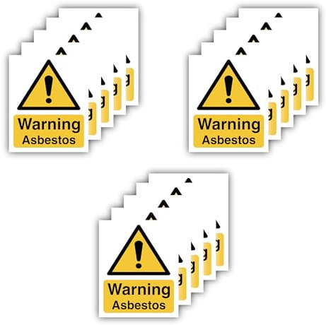11CM X 9CM Pack of 15 Self Adhesive Warning Asbestos Stickers Vinyl Signs, Asbestos Labels, Asbestos Safety Signs