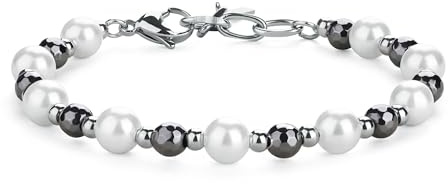 GAVU Herrenarmband mit Muschelperlen und Hämatitperlen, Stein Armband für Männer Papa Bruder Freund