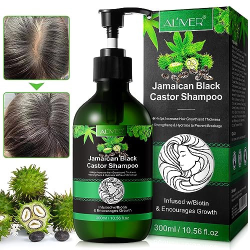 Valleylux Jamaikanisch Schwarz Rizinusöl Shampoo, Castor Oil Shampoo für Haarwachstum, Bio-Shampoo Gegen Haarausfall mit Biotin, Tiefenreinigung, Reparierendes und Befeuchten Frauen Männer, 300ml