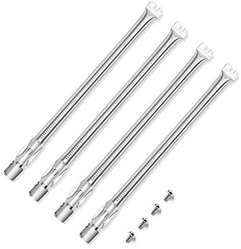 GFTIME Lot de 4 brûleurs de barbecue de 49,5 cm pour barbecue à gaz Weber Genesis 300, Genesis E330 E320 E310 S310 S320 S330 avec boutons de brûleur avant, brûleur en acier inoxydable 304 62752,