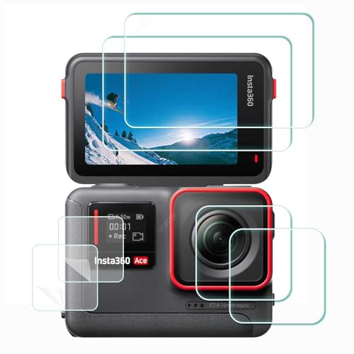 ULBTER Displayschutz Objektiv Schutzfolie für Insta360 Ace Kamera【Nicht für Insta360 Ace Pro】, Displayschutzfolie for Insta 360 Ace 9H Härte Gehärtetes Glas [6 Stück]