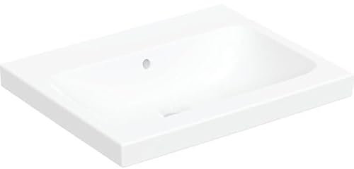 Geberit iCon Light Aufsatzwaschtisch, 60 cm x 48 cm, ohne Hahnloch, mit Überlauf,501847, 501.847.00.3, Farbe: Weiß