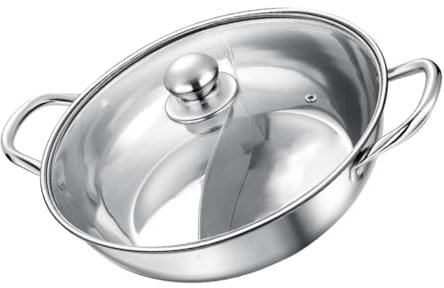 PRETYZOOM Yuanyang Hot Pot Basin Lid Stainless Steel Material for Home Kitchen Use As Double Flavor Hot Pot for Family Gatherings and Meal Preparation