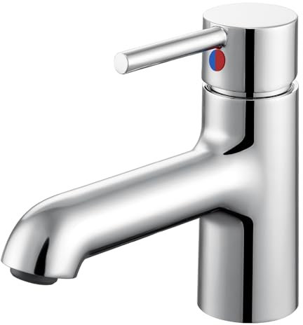 Wasserhahn Bad, Höhe 134 mm, Auralum Einhebel-badarmatur, universelle Mischbatterie badezimmer, Waschtischarmatur für Bad, Gästetoiletten. (Chrom)