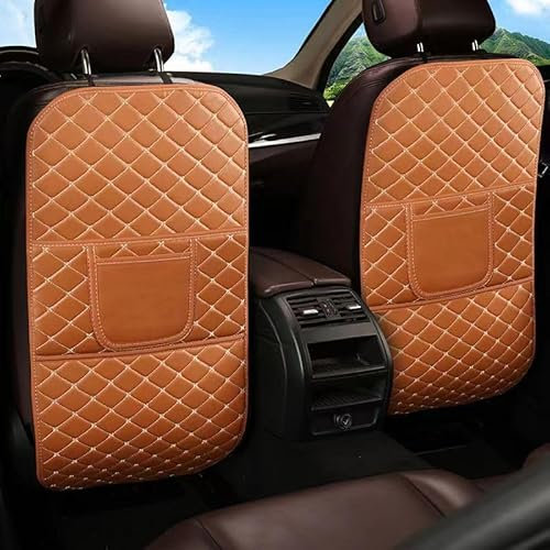YUEGOO 2 Stücke Autositz Rückenlehnenschutz aus Leder für Mercedes-Benz GL 2008-2021, Rücksitzschoner Auto Sitzschutz Rückenlehne Wasserdicht Anti-Schmutzig Kickpad,G/Brown