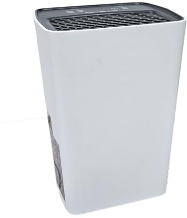 16L/day Eurus Breeze Dehumidifier, Compact, mobile design with casters. Digital display. Room Area 470 sq ft. 2 fan speeds. Humidity setting 30-90%. Comfort and continuous modes